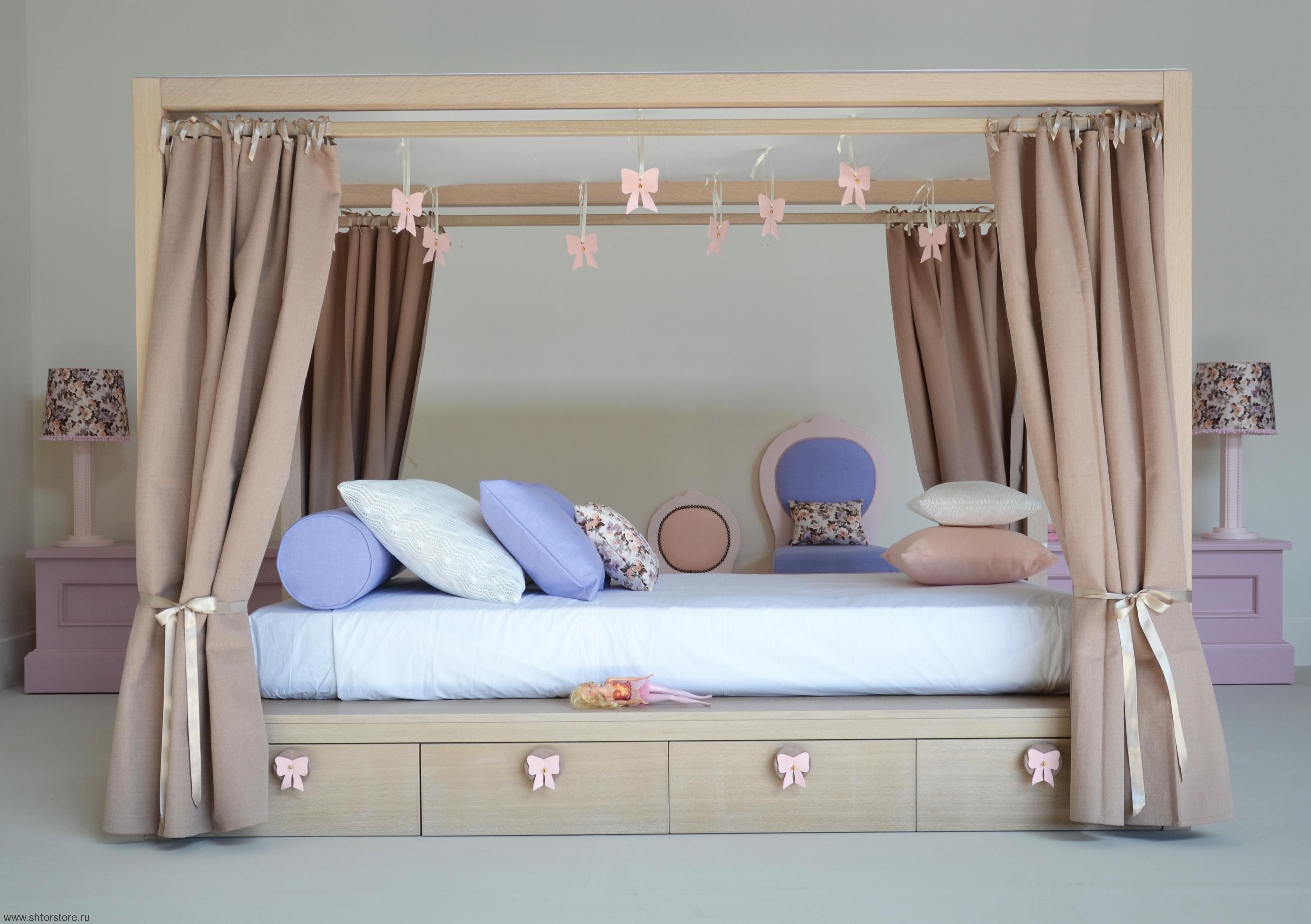 кровать для девочки с балдахином своими руками из дерева